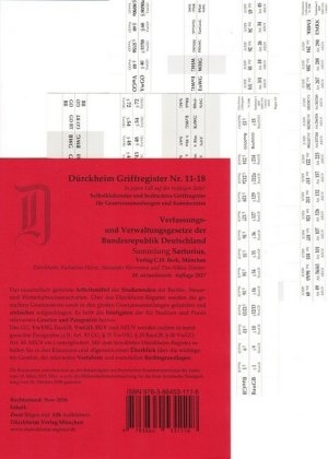 Sartorius 1: Verfassungs- und Verwaltungsgesetze, 128 Griffregister Nr. 1118 (2017) für die Verwaltungsgesetze