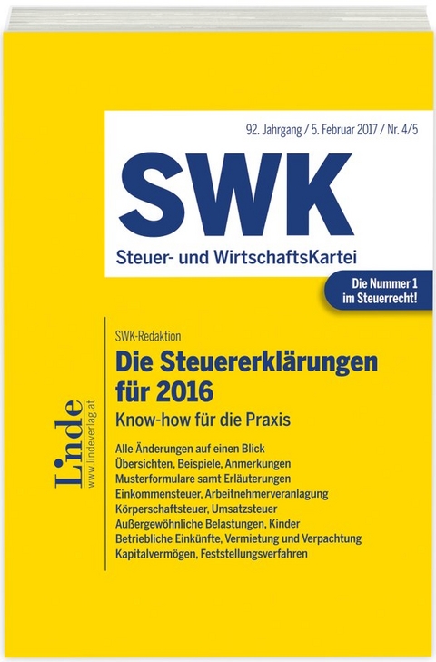 Die Steuererkl&auml;rungen f&uuml;r 2016