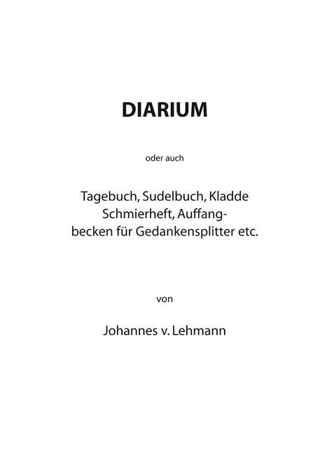 Diarium - Johannes von Lehmann