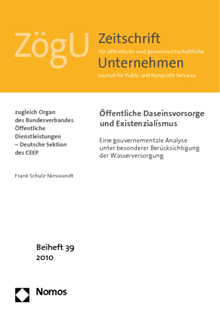&Ouml;ffentliche Daseinsvorsorge und Existenzialismus - Frank Schulz-Nieswandt