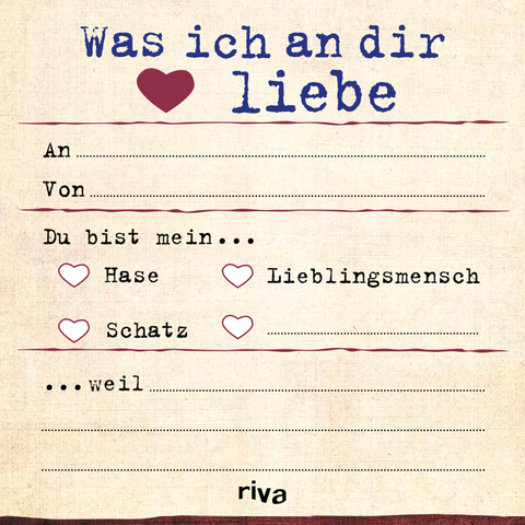 Was ich an dir liebe – Klebezettel -  riva Verlag