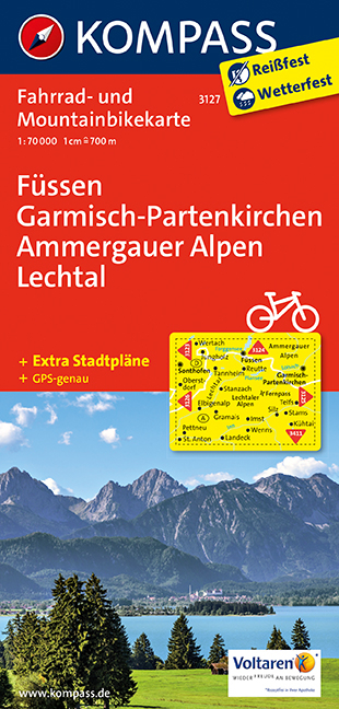 KOMPASS Fahrradkarte F&uuml;ssen - Garmisch-Partenkirchen - Ammergauer Alpen - Lechtal - 