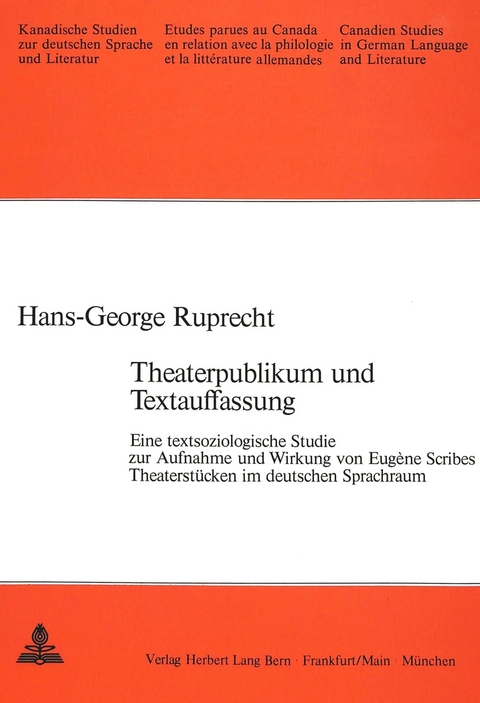 Theaterpublikum und Textauffassung - Hans-Georg Ruprecht