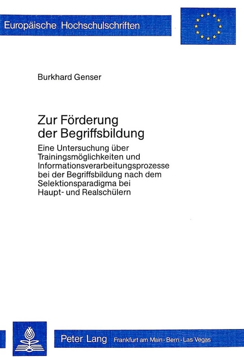 Zur F&ouml;rderung der Begriffsbildung - Burkhard Genser