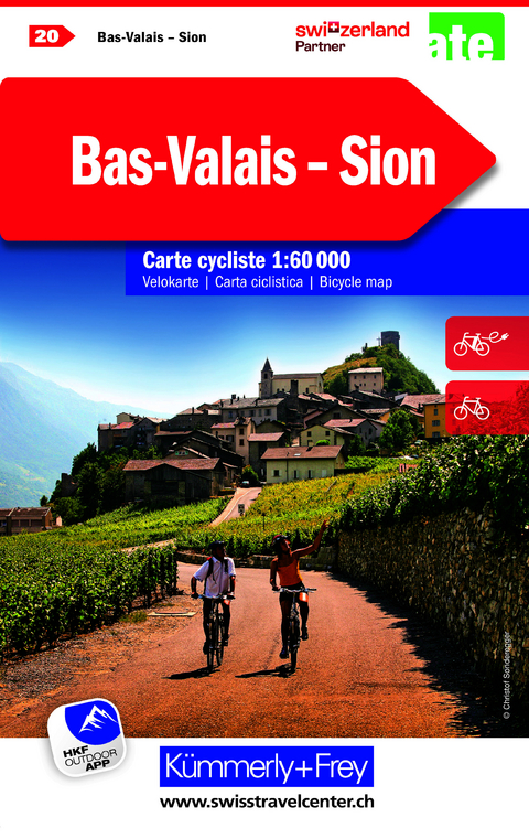 K&uuml;mmerly+Frey Velokarte 20 Bas-Valais, Sion 1:60.000