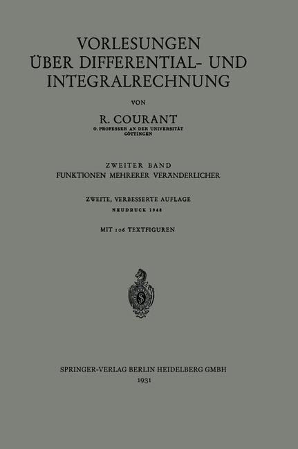 Vorlesungen über Differential- und Integralrechnung - Richard Courant
