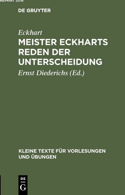 Meister Eckharts Reden der Unterscheidung - 