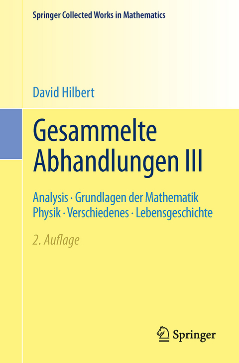 Gesammelte Abhandlungen III - David Hilbert