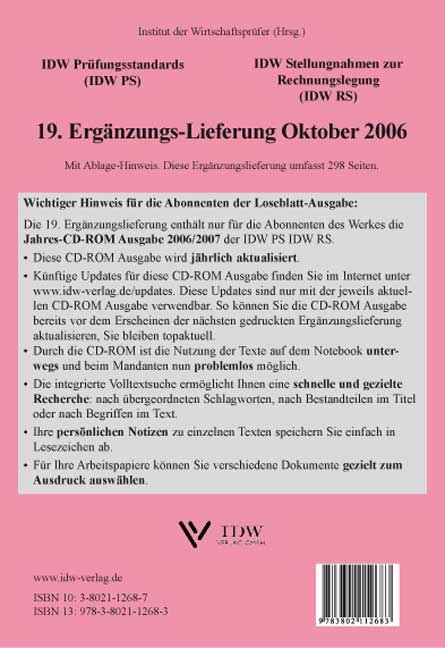 IDW Pr&uuml;fungsstandards (IDW PS) IDW Stellungnahmen zur Rechnungslegung (IDW RS)