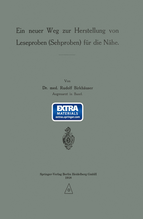 Ein neuer Weg zur Herstellung von Leseproben (Sehproben) f&uuml;r die N&auml;he - Rudolf Birkh&auml;user