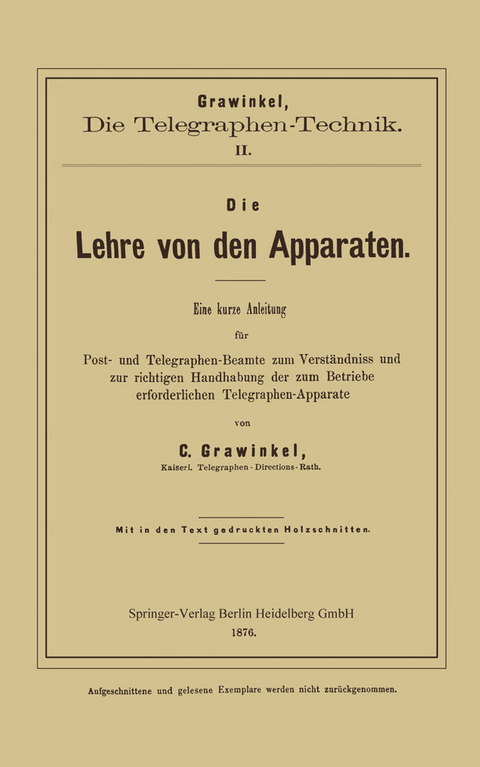Die Lehre von den Apparaten - C. Grawinkel