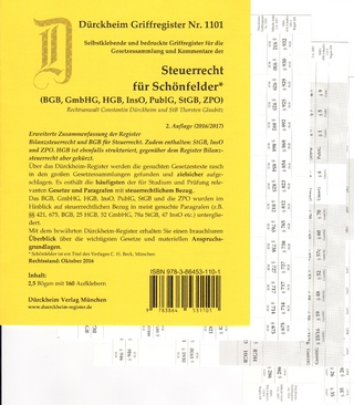 SteuerRecht für Schönfelder: BGB, GmbHG, HGB, InsO, PublG, StGB, ZPO, Griffregister Nr 1101 (2017). 160 selbstklebende und bedruckte Griffregister für das Zivilrecht z.B. die Sammlung Schönfelder