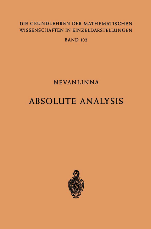 Absolute Analysis - Frithjof Nevanlinna, Rolf Nevanlinna