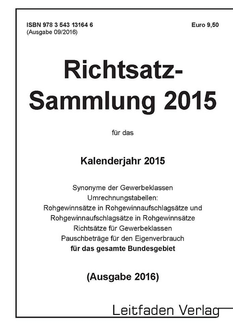 Richtsatz-Sammlung 2015