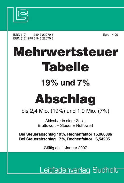 Mehrwertsteuer-Tabelle 2007