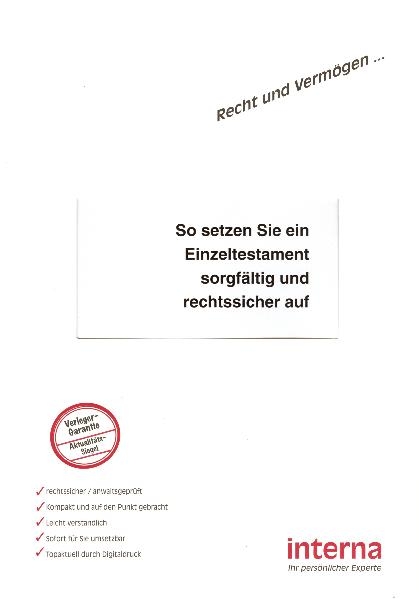 So setzen Sie ein Einzeltestament sorgf&auml;ltig und rechtssicher auf - Christina Klein