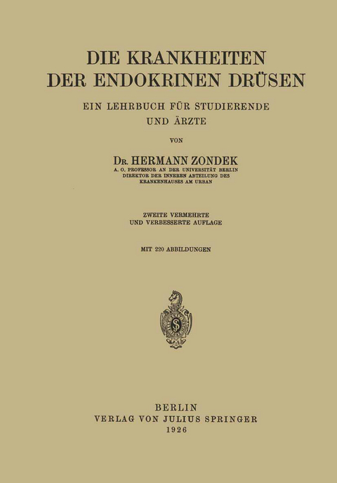 Die Krankheiten der Endokrinen Dr&uuml;sen - Hermann Zondek
