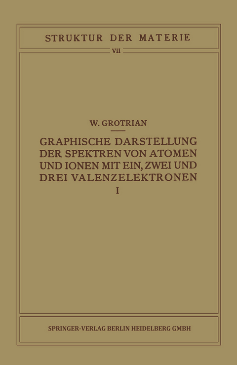 Graphische Darstellung der Spektren von Atomen und Ionen mit Ein, Zwei und Drei Valenzelektronen - W. Grotrian