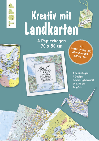 Kreativ mit Landkarten 4 Papierbögen 50 x 70 cm