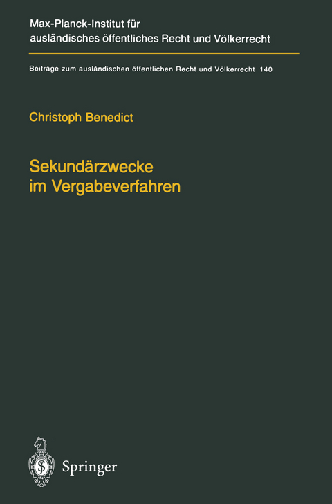 Sekund&auml;rzwecke im Vergabeverfahren - Christoph Benedict