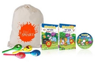 Spanish for Kids Gift Set: Simple Words, Numbers and Colours, Nursery Rhymes with Instrument