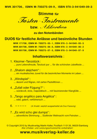 Akkord-Stimme (MVK 301706) für Tasten-Instrumente /Akkordeon zu den 3 Notenbänden 