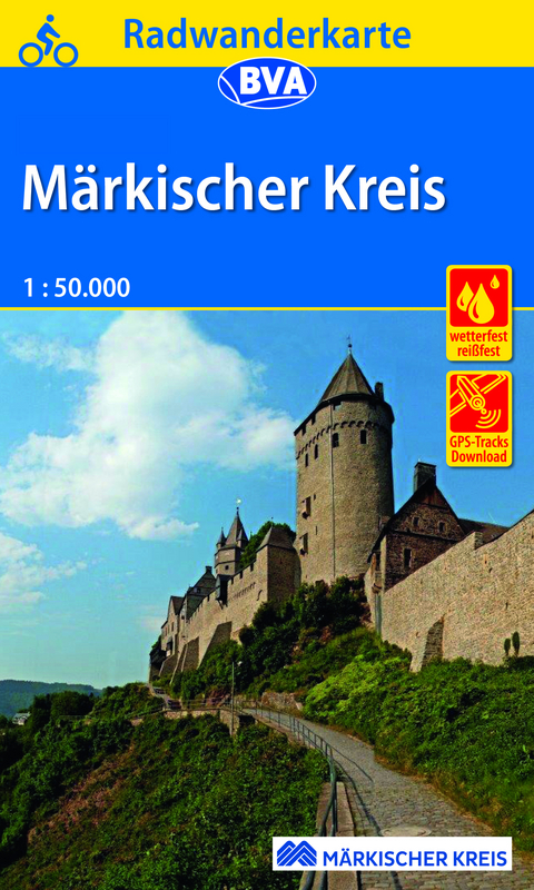 Radwanderkarte BVA M&auml;rkischer Kreis, 1:50.000, rei&szlig;- und wetterfest, GPS-Tracks Download