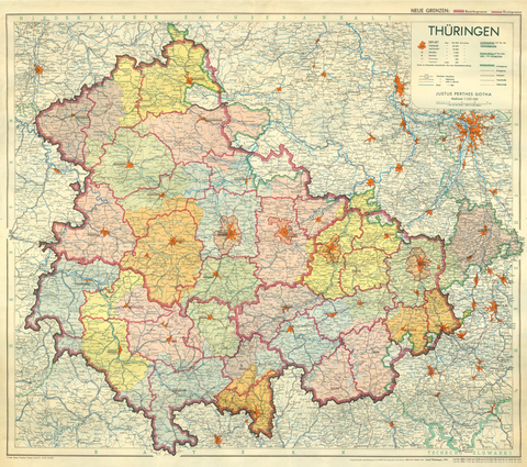 Historische Karte: LAND THÜRINGEN 1951 (Plano)