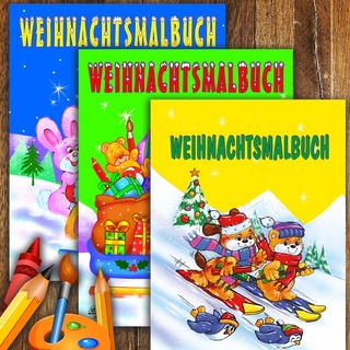 Malbuch - Weihnachten: 3 Hefte a 80 Seiten