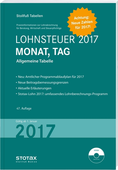 Tabelle, Lohnsteuer 2017 Monat, Tag