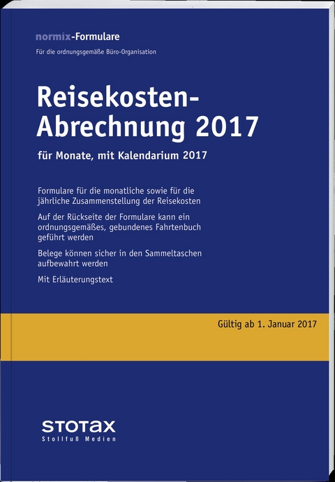 Reisekosten-Abrechnungen 2017 mit Kalendarium