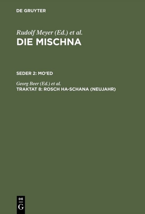 Die Mischna. Mo'ed / Rosch ha-schana (Neujahr) - 