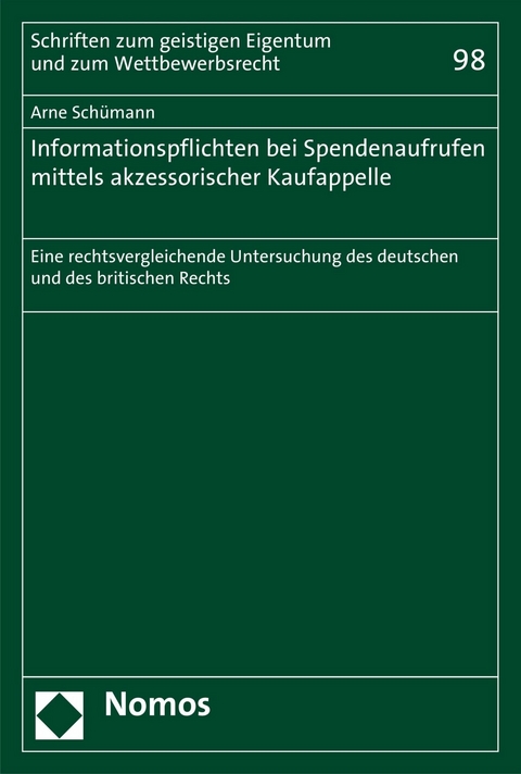 Informationspflichten bei Spendenaufrufen mittels akzessorischer Kaufappelle - Arne Sch&uuml;mann