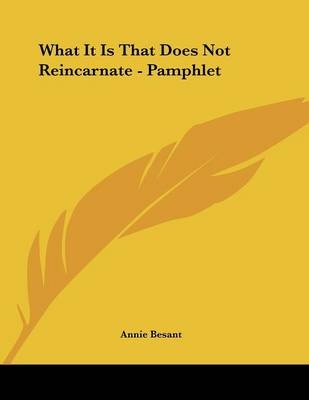 What It Is That Does Not Reincarnate - Pamphlet