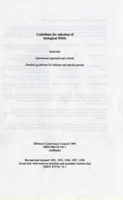 Guidelines for Selection of Biological SSSIs: Original Edition