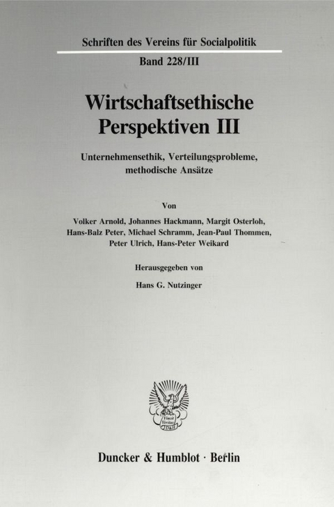 Wirtschaftsethische Perspektiven III. - 