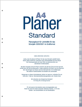 Lehrerkalender: A4 Planer 2019/2020