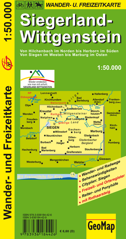 Siegerland-Wittgenstein Wander- und Freizeitkarte