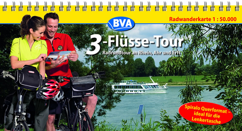 Kompakt-Spiralo BVA 3-Fl&uuml;sse-Tour Radrundtour an Rhein, Ahr und Erft Radwanderkarte 1:50.000