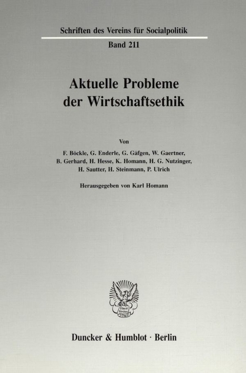 Aktuelle Probleme der Wirtschaftsethik. - 
