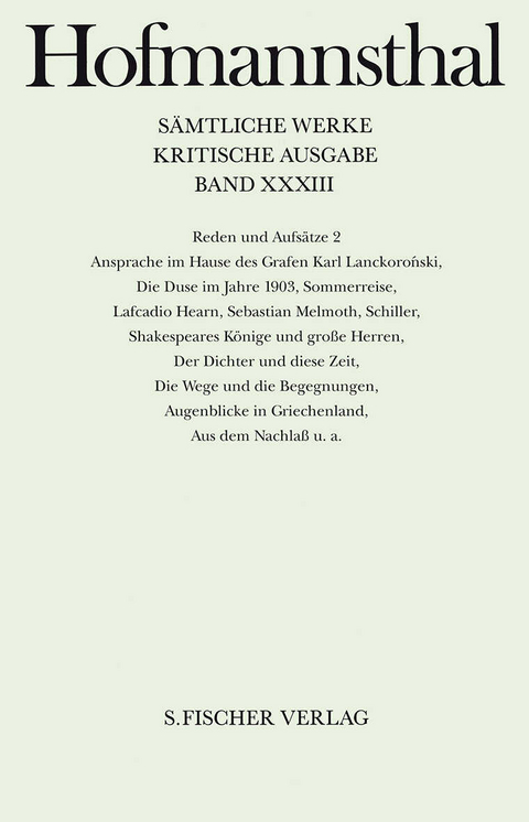 Reden und Aufs&auml;tze 2 - Hugo von Hofmannsthal