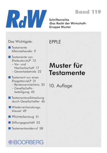 Muster f&uuml;r Testamente