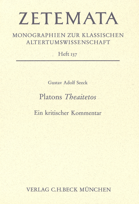 Zetemata / Platons Theaitetos - Gustav Adolf Seeck