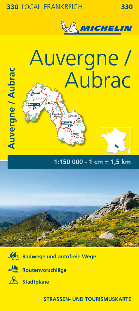 Michelin Karte Auvergne, Aubrac. Cantal, Lozère