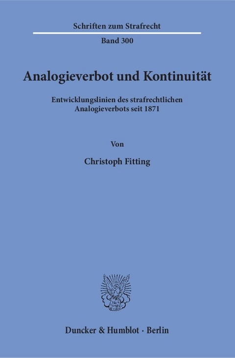 Analogieverbot und Kontinuit&auml;t. - Christoph Fitting