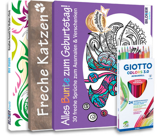 Mein Kreativ-Set: 3 liebevoll gestaltete Malbücher mit 24 hochwertigen Farbstiften
