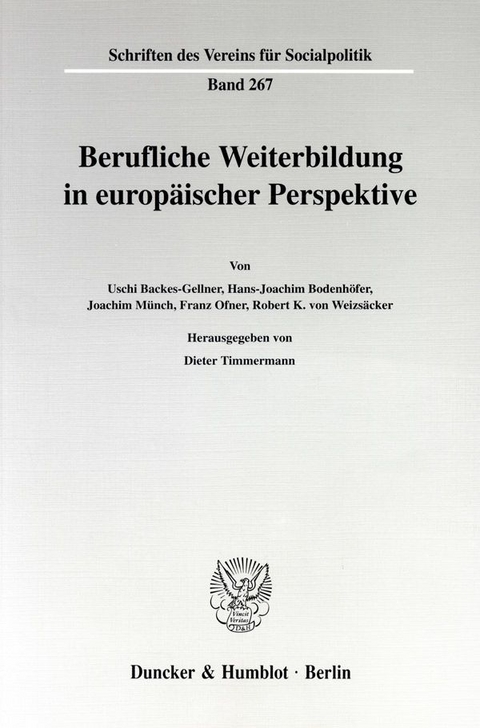 Berufliche Weiterbildung in europ&auml;ischer Perspektive. - 