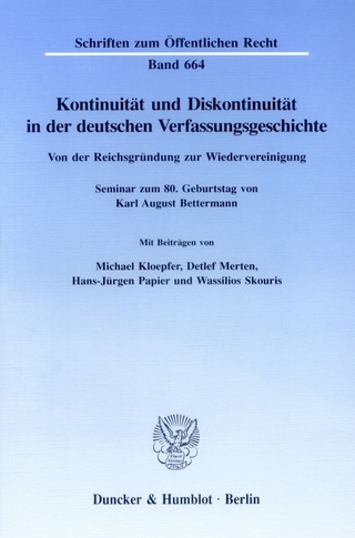 Kontinuität und Diskontinuität in der deutschen Verfassungsgeschichte.