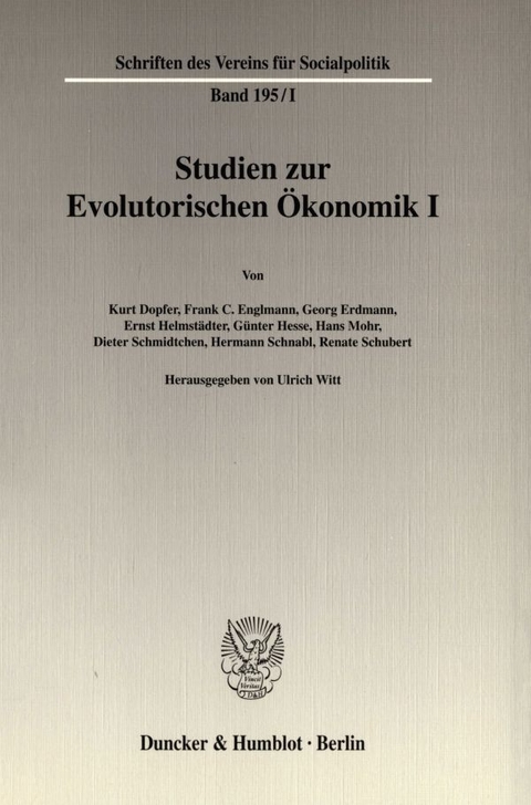 Studien zur Evolutorischen &Ouml;konomik I. - 