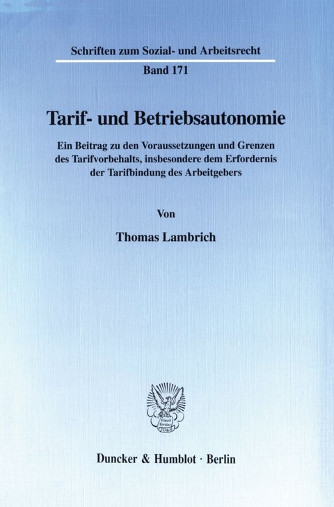 Tarif- und Betriebsautonomie. - Thomas Lambrich